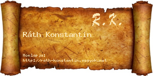 Ráth Konstantin névjegykártya
